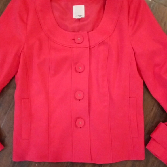 Halogen Electric  Red Fitted Scoop Button Down Blazer Size Medium - Picture 2 of 7